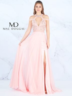 Mac Duggal Blush Pink Embellished Tulle Womens Gown